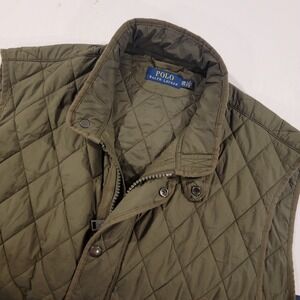 Polo Ralph Lauren Diamond Quilted Vest Mens 2XB Olive Green Full Zip‎ Snap